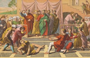 A morte de Ananias (litografia a cores) de English School