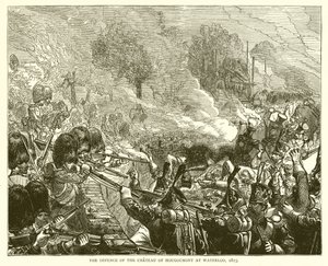A defesa do castelo de Hougoumont em Waterloo, 1815 de English School