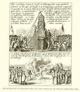 A destruição da cruz de Cheapside e a queima do livro dos esportes, maio de 1643 de English School