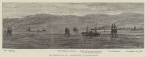 A Destruição de um Farol em Belfast Lough (gravura) de English School