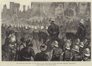 O Duque de Connaught à Cabeça dos Guardas Granadeiros marchando por Alexandria (gravura) de English School