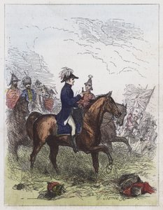 O Duque de Wellington em Waterloo (gravura colorida) de English School