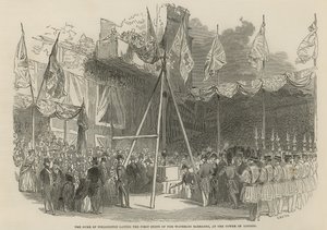 O Duque de Wellington, colocando a primeira pedra do Quartel de Waterloo