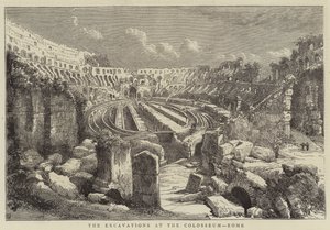 As Escavações no Coliseu, Roma (gravura) de English School