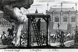 A execução de Oliver Cromwell, John Bradshaw e Henry Ireton, c.1661 de English School