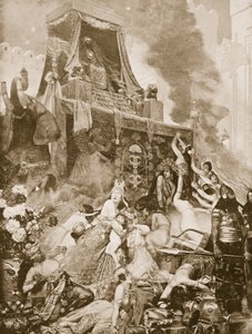 A Queda de Nínive, ilustração da História das Nações de Hutchinson, c.1910-15 de English School
