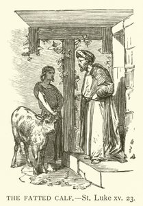 The Fatted Calf, St Luke, xv, 23 (gravura) de English School