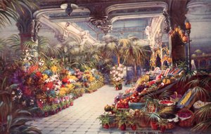 The Floral Hall, Harrods (litografia a cores) de English School