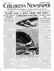 A Cidade Voadora do Futuro, primeira página do &39;The Children&39;s Newspaper&39;, fevereiro de 1934 (papel de jornal)