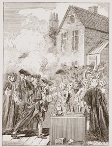A pedra da fundação da ponte de Blackfriars, 1760, de uma cópia contemporânea de English School