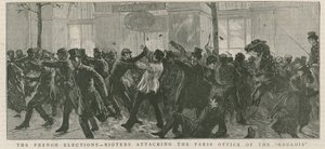 As eleições francesas - manifestantes atacando o escritório de Paris dos Galois de English School