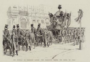 O Funeral do Presidente Carnot, a Procissão que passa pelo Hotel de Ville (litho) de English School