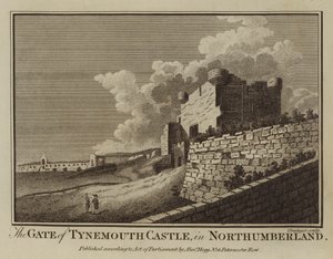 A Porta do Castelo de Tynemouth, em Northumberland (gravura) de English School