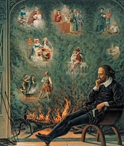 The Genius of Shakespeare, publicado em 1888 (chromo litho) de English School
