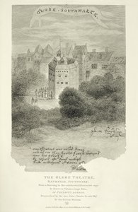 O Globe Theatre, Bankside, Southwark, depois de um desenho de Pennants London, publicado pela primeira vez em 1793, gravado por James Stow (c.1770-p.1820), publicado em 1812 de English School