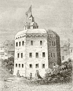 The Globe Theatre, Southwark, de "A História Nacional e Doméstica da Inglaterra", de William Hickman Smith Aubrey (1858-1916) publicou Londres, c.1890 de English School