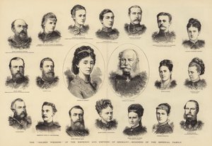 As "Bodas de Ouro" do Imperador e Imperatriz da Alemanha, Membros da Família Imperial (gravura) de English School
