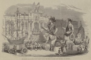 A Grande Cavalgada dos Gigantes passando pelo Palácio do Rei, Place de Meir, em Antuérpia de English School