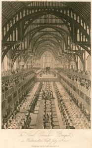 O Grande Banquete de Coroação do Rei George IV em Westminster Hall, 17 de julho de 1821 de English School
