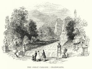The Great Cascade, Chatsworth (gravura) de English School