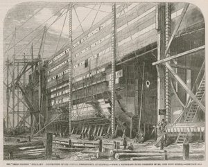 O navio a vapor Great Eastern; Construção do compartimento central no Millwall de English School