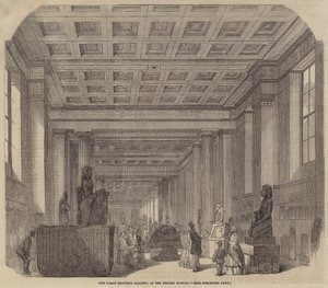 A Grande Galeria Egípcia, no Museu Britânico (gravura) de English School