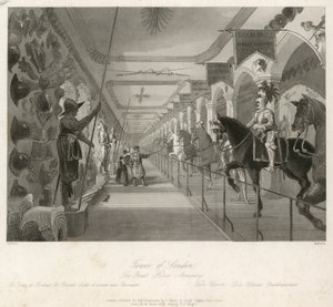 O grande arsenal de cavalos na torre de Londres de English School