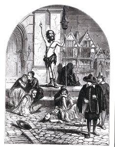 A Grande Peste de 1665, a Entusiasta Denunciando Londres (gravura) (foto bw) de English School