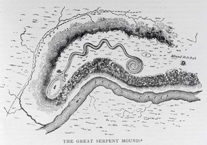 O grande monte da serpente, perto de Locust Grove, Ohio, ò século BC, de "história narrativa e crítica de América", bar. em 1889 de English School