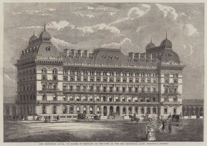 O Hotel Grosvenor, em Curso de Ereção no Local da Antiga Bacia do Grosvenor, Belgravia (gravura) de English School