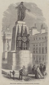 O Memorial dos Guardas em Waterloo-Place, Pall-Mall (gravura) de English School