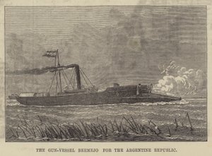 O Navio-Pistola Bermejo para a República Argentina (gravura) de English School