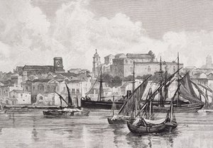 The Harbour, Brindisi, Itália, de &39;The Picturesque Mediterranean&39;, Volume 3, publicado pela Cassell and Co. Ltd., década de 1880-90 de English School