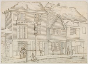 The Hare and Hounds, Islington, puxou para baixo 1840 (tinta no papel) de English School