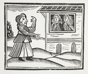 A história da mãe Shipton, ilustração dos Chap-livros do século XVIII por John Ashton, bar. 1882 de English School