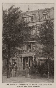 A Casa em Homburg na qual o Príncipe de Gales tem estado hospedado (gravura) de English School