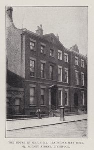 A Casa onde nasceu o Sr. Gladstone, 62, Rodney Street, Liverpool (gravura) de English School