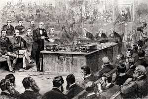 A Câmara dos Comuns na quinta-feira 8 de abril: O Debate sobre o Governo da Irlanda, de &39;The Illustrated London News&39;, 17 de abril de 1886 de English School