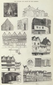 The Houses and Shops of Old London (gravura) de English School