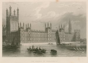 As casas do Parlamento, Palácio de Westminster, Londres de English School