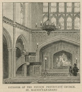 Os huguenotes na Inglaterra: Interior da Igreja Protestante Francesa, St Martins-le-Grand de English School