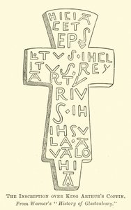 A inscrição sobre o rei Arthurs Coffin de English School