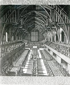 O interior do Westminster Hall (lito) (foto do bw) de English School