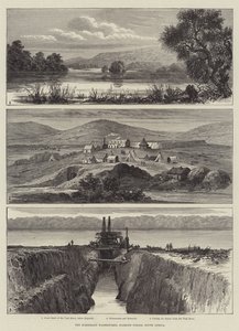 The Kimberley Waterworks, Diamond Fields, África do Sul (gravura) de English School