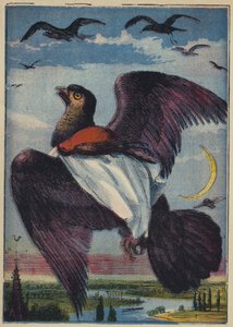O milhafre e o galo Robin (litografia a cores) de English School