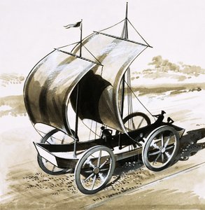 A nave terrestre, inventada pelo dr. Wilkins, bispo de Chester, em 1648 de English School