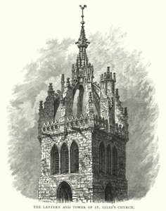A Lanterna e a Torre da Igreja de São Giles (gravura) de English School