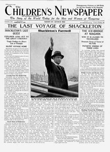 A Última Viagem de Shackleton, primeira página do &39;Jornal das Crianças&39;, fevereiro de 1922 (papel de jornal)
