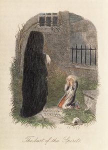 O último dos espíritos, ilustração para uma canção de Natal por Charles Dickens (1812-1870) 1843 (gravura de cor) de English School