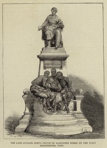 A Estátua de Alexandre Dumas, de Gustave Dore, na Praça Malesherbes, Paris (gravura) de English School